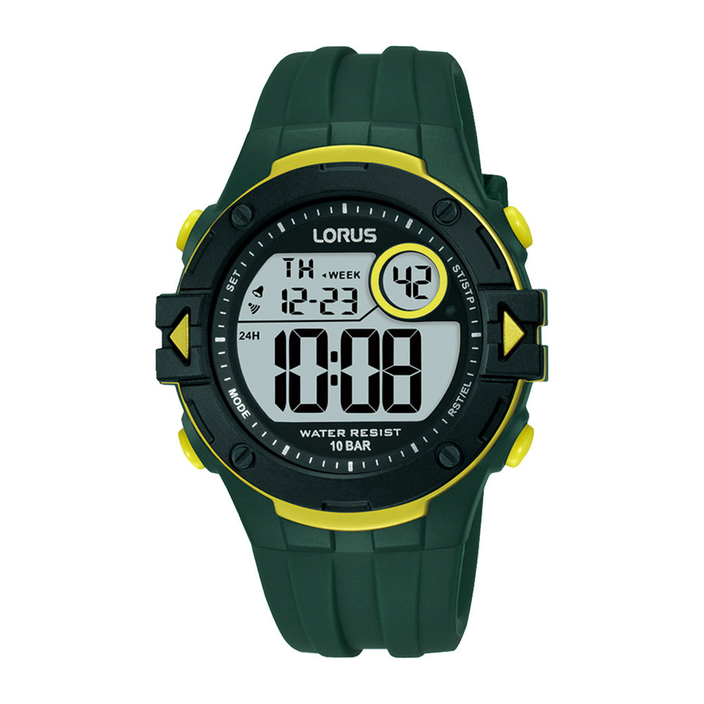 Lorus Dark Green Rubber Strap Digital Watch R2327PX-9