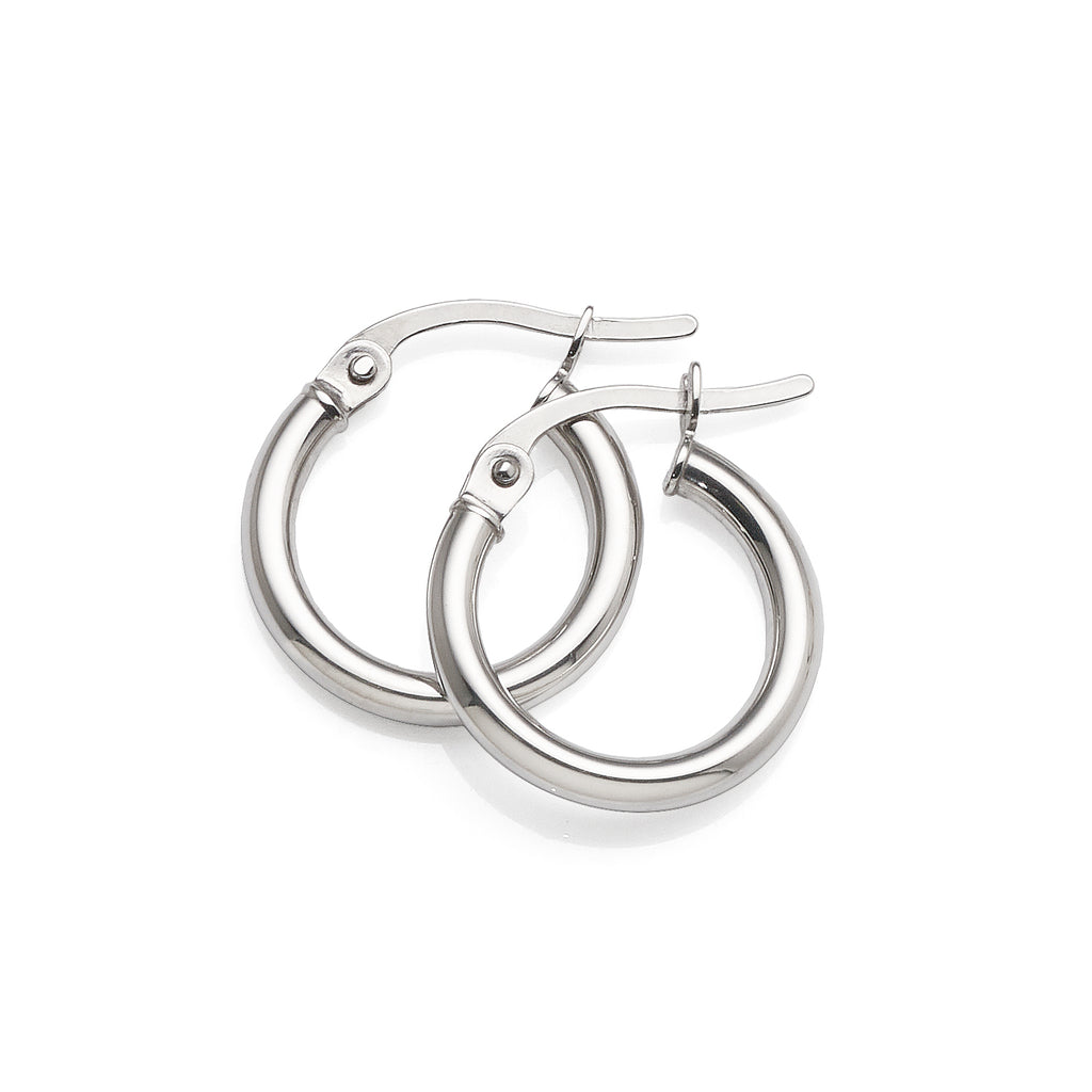 9ct White Gold 10mm Hoop Earrings