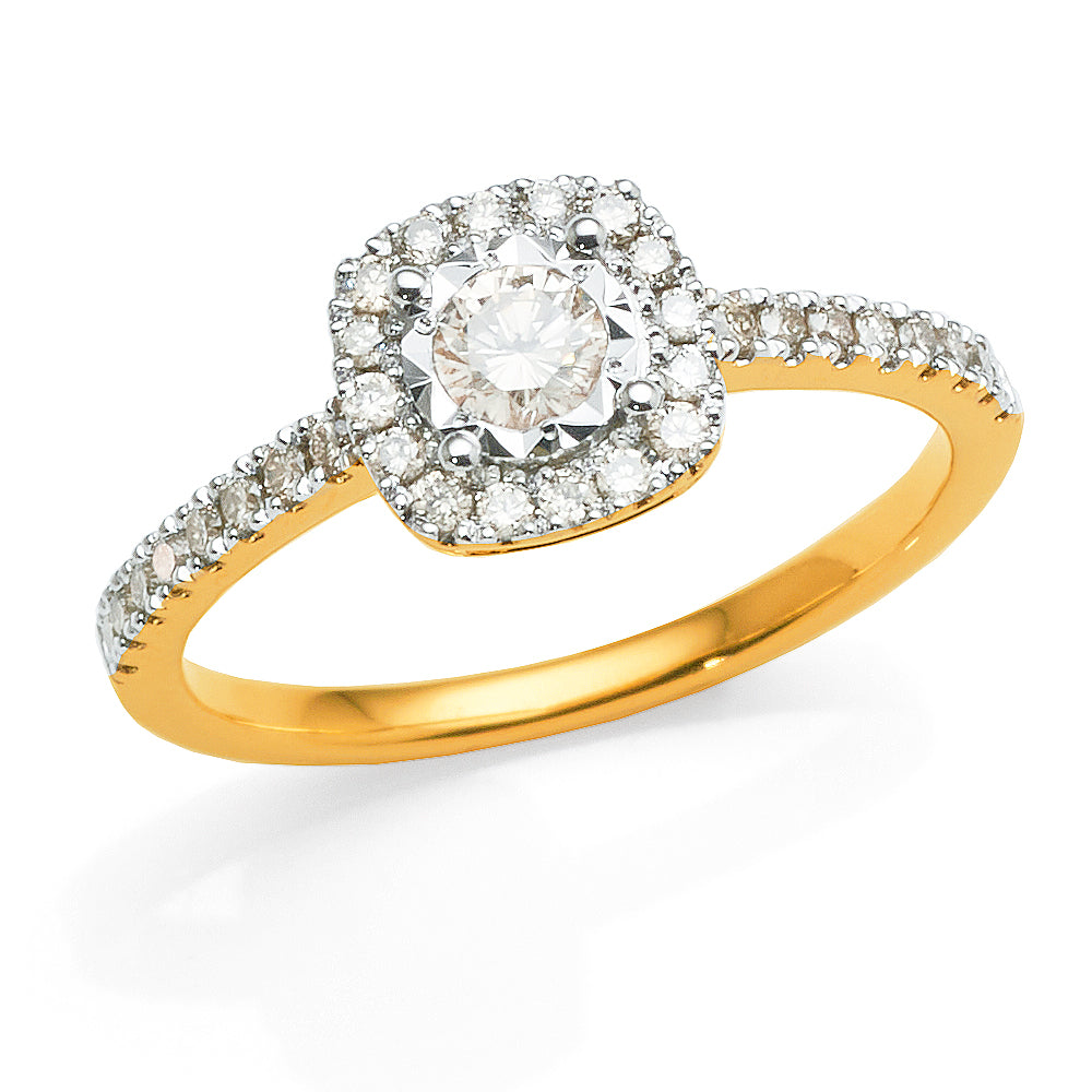 9ct Gold Diamond Halo Engagement Ring TDW 0.46CT