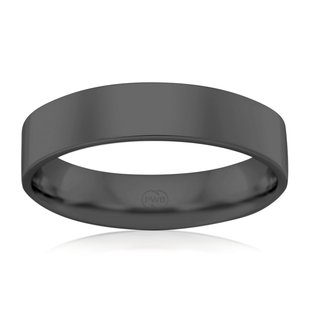 Peter W Beck Black Zirconium Flat Ezi Fit 5mm Wedding Ring E