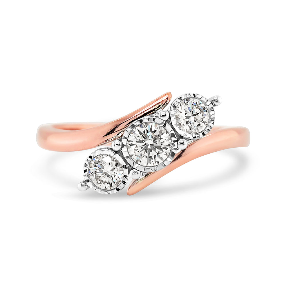 9ct Rose Gold Diamond Trilogy Engagement Ring TDW 0.50CT