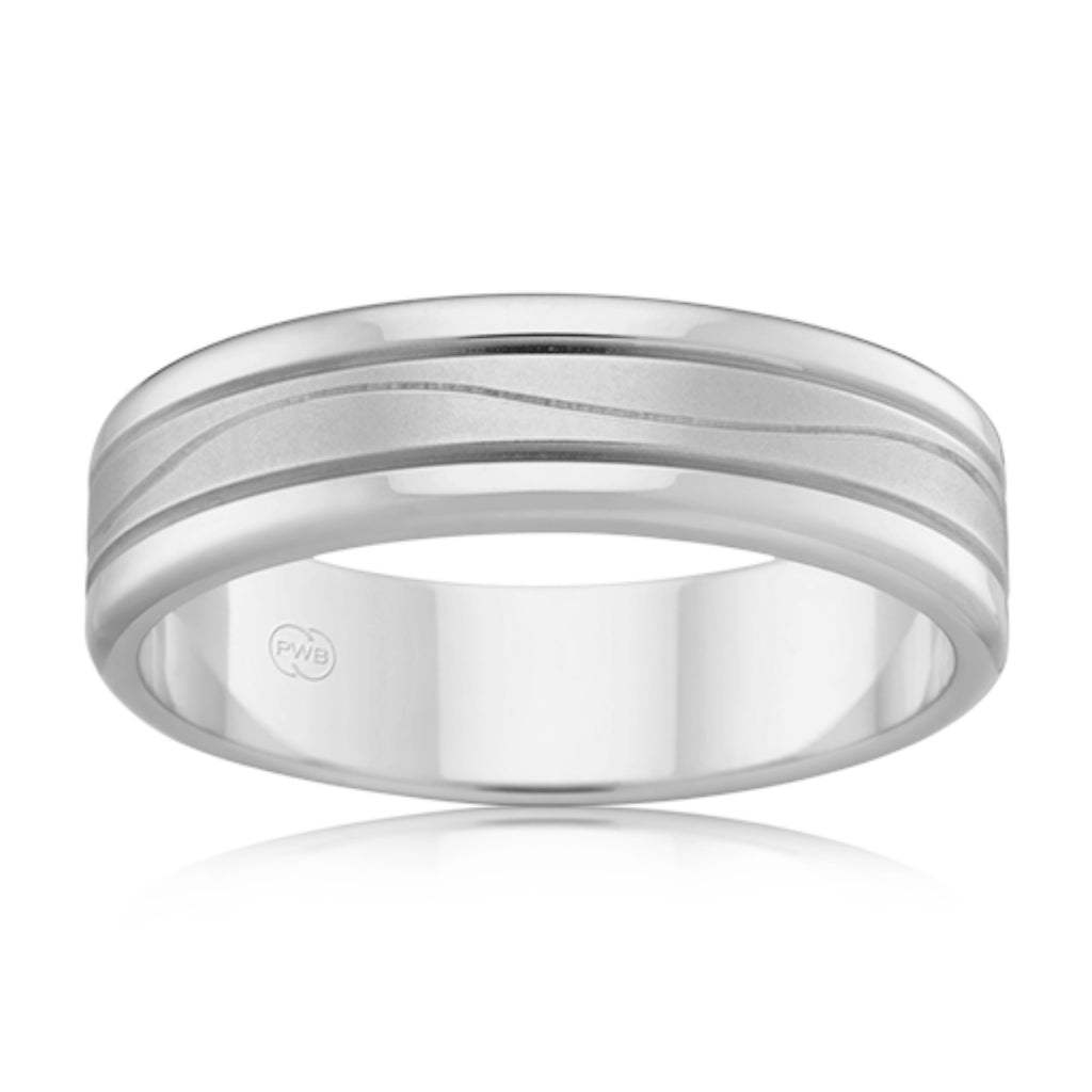 Peter W Beck Sterling Silver Wave 6mm Wide Wedding Band F299