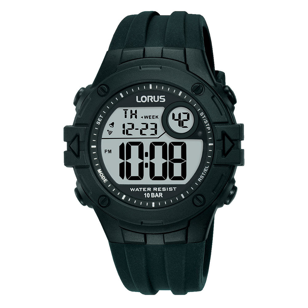 Lorus Black Silicone Digital Multi-Timer Watch R2321PX-9