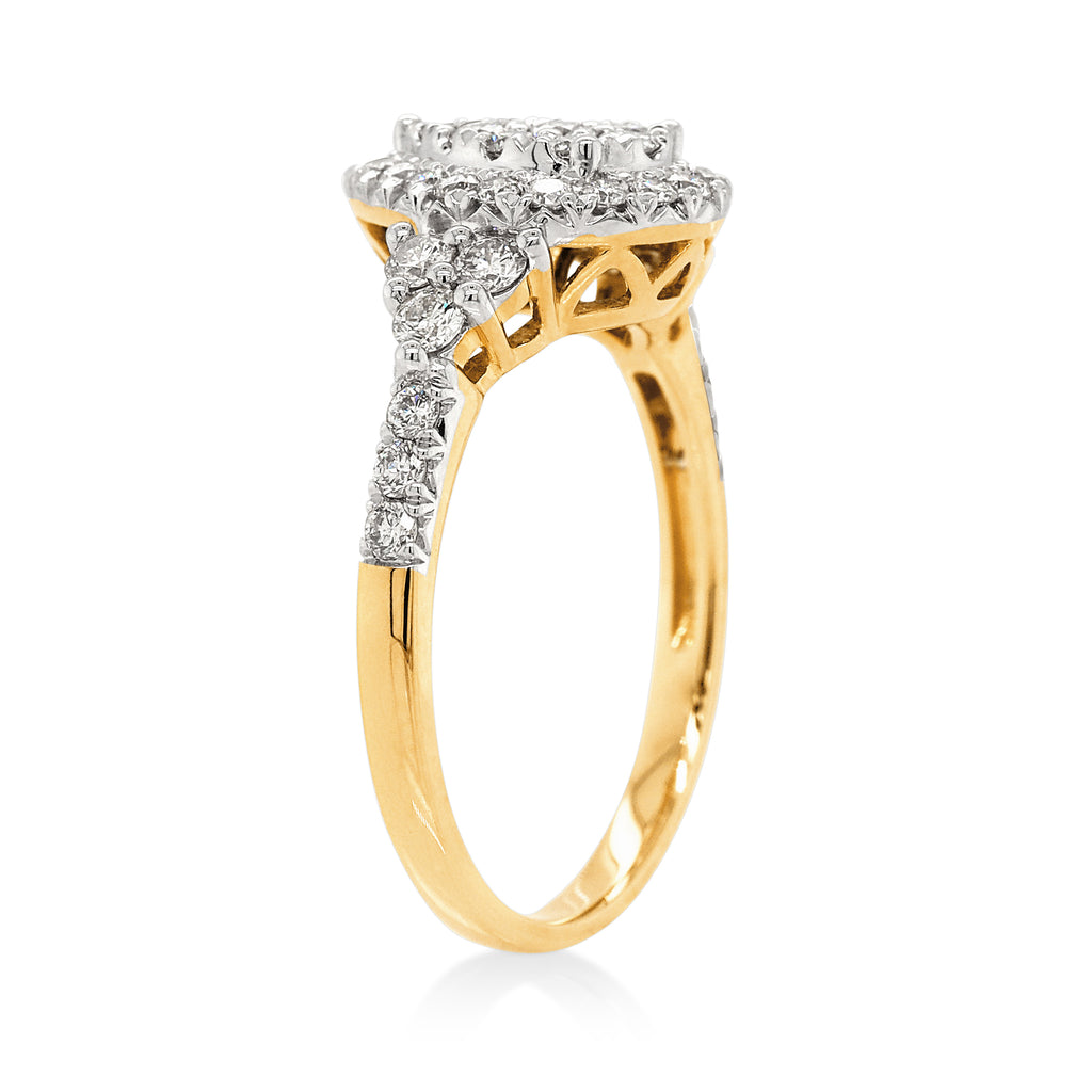 9ct Gold Diamond Pear-Shaped Multi-Stone Ring TDW 0.75CT