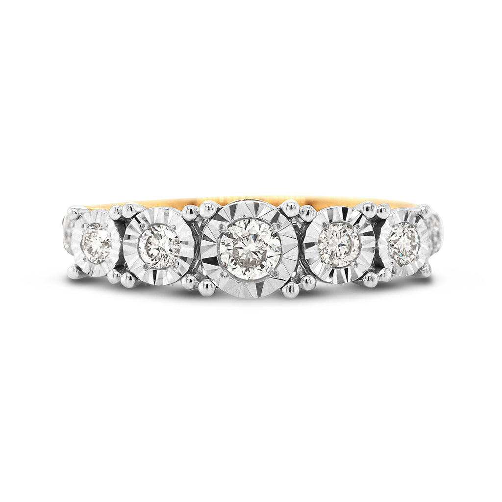 9ct Yellow Gold Brilliant Cut Five Diamond Row Ring TDW: 0.3