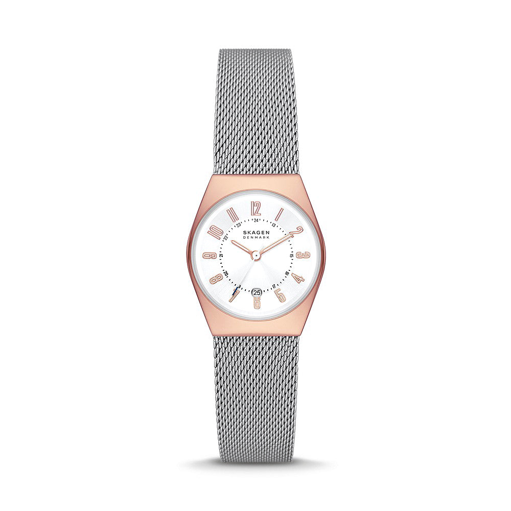 Skagen Grenen Lille Silver Mesh Rose Tone Watch SKW3050