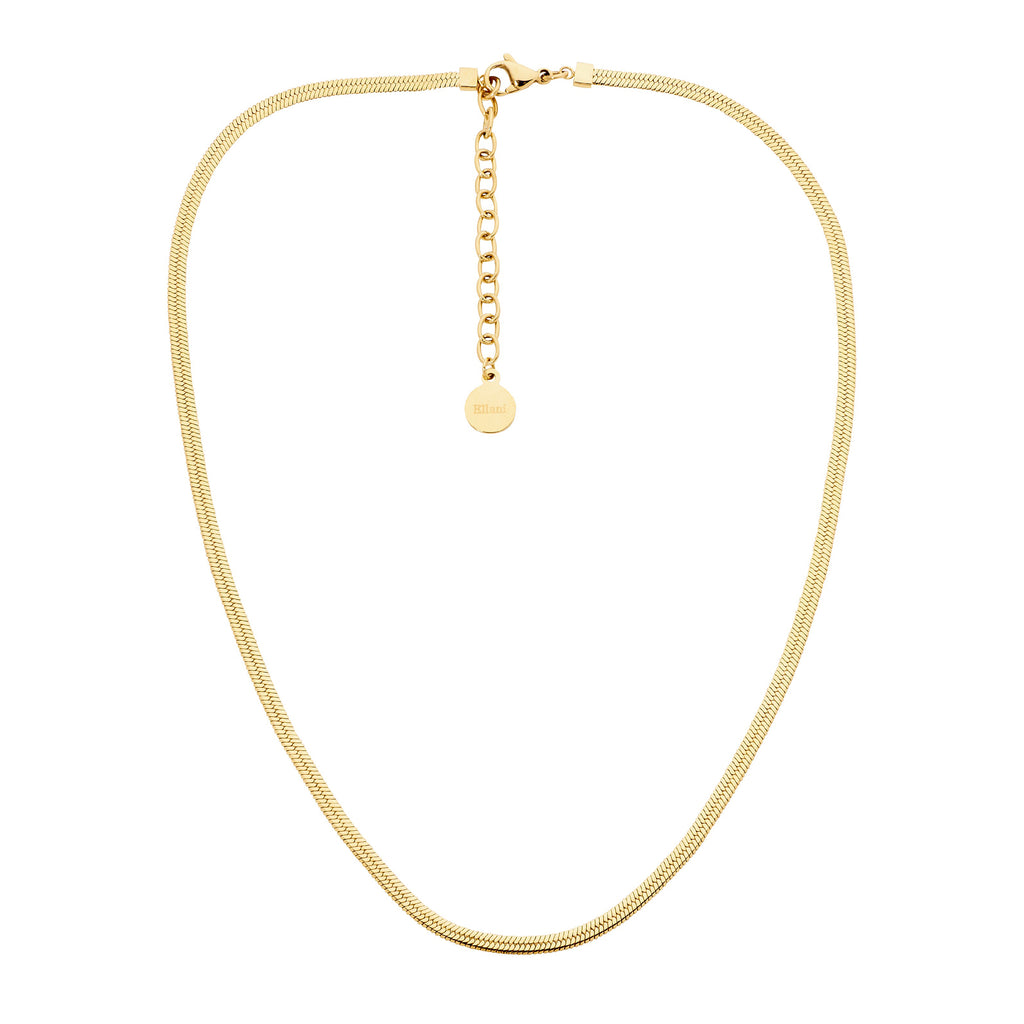 Ellani Gold Tone Stainless Steel Herringbone Link Necklet SP