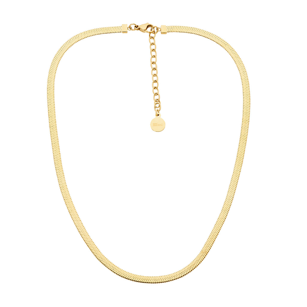 Ellani Gold Tone Stainless Steel Herringbone Link Necklet SP