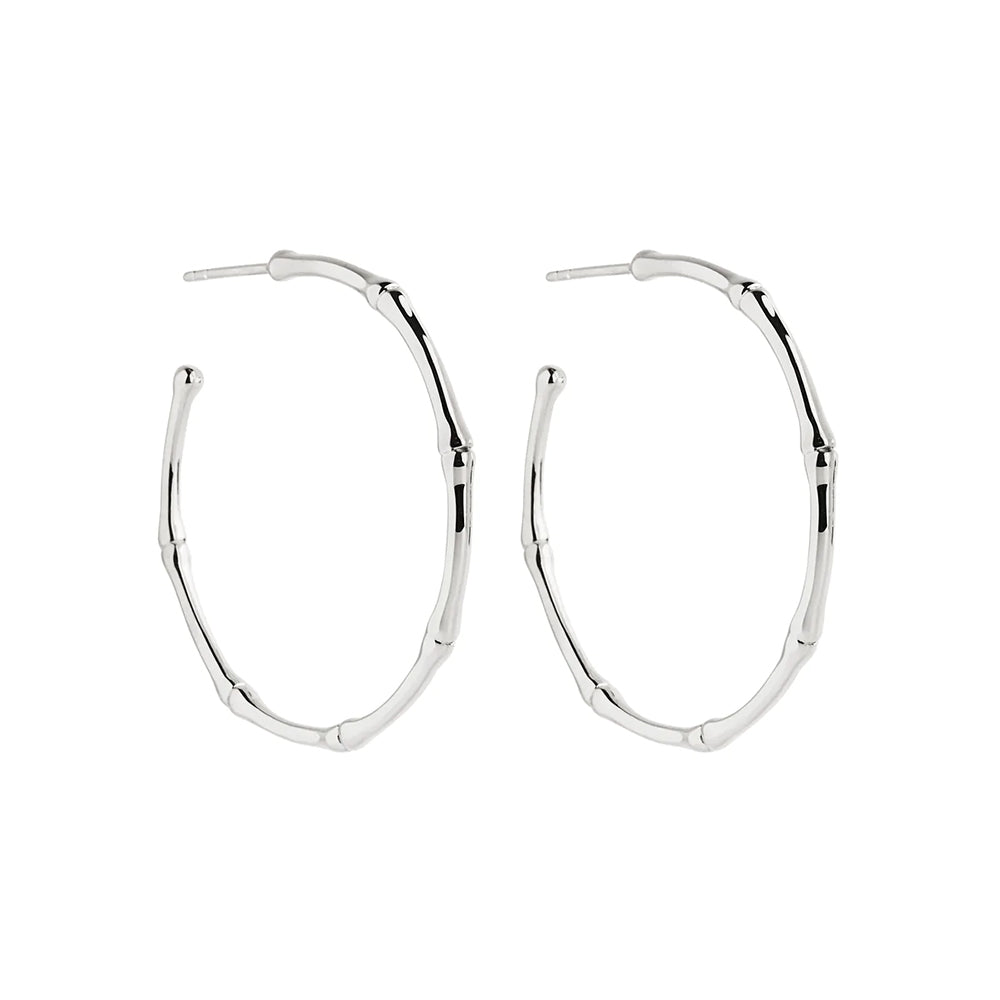 Najo Bamboo Sterling Silver 35mm Hoops E6737