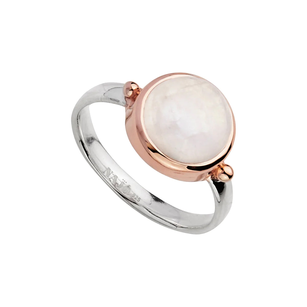 Najo Garland Sterling Silver & Rose Tone Moonstone Ring R674