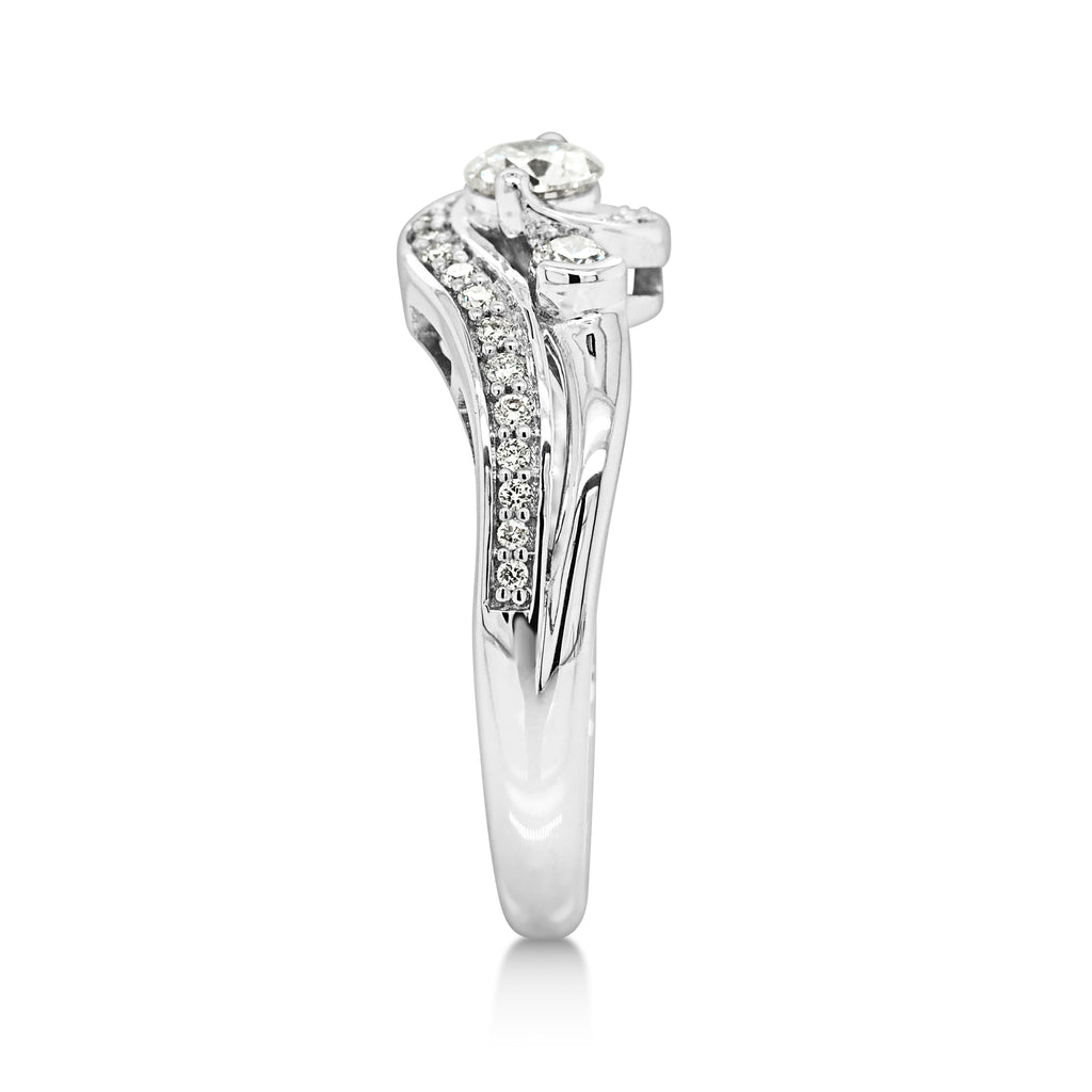 9ct White Gold Diamond Offset Shoulder Dress Ring TDW 0.50CT