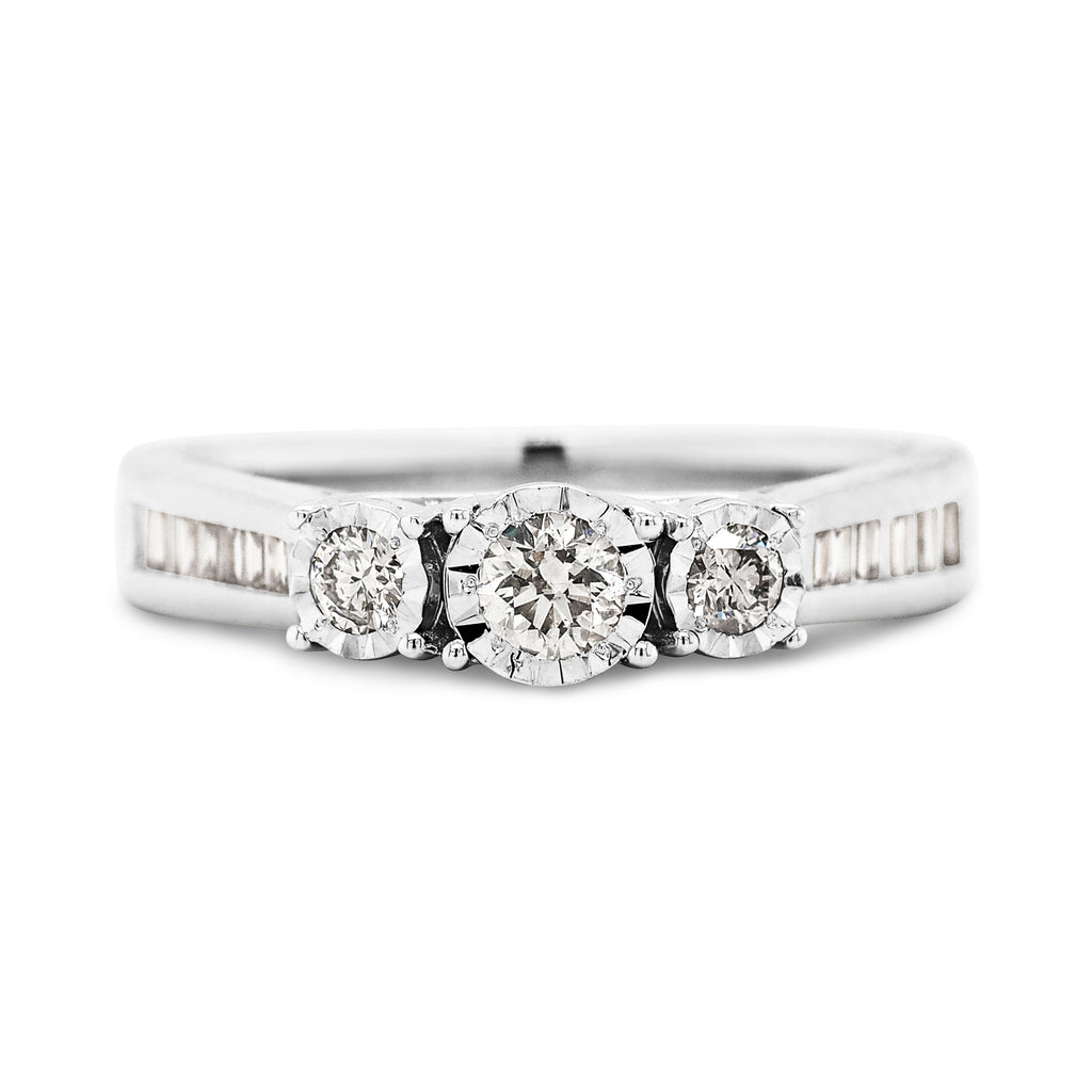 9ct White Gold Diamond Trilogy Ring TDW: 0.40CT