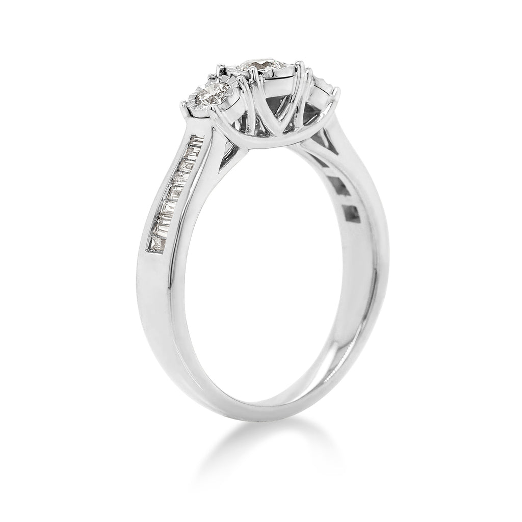 9ct White Gold Diamond Trilogy Ring TDW: 0.40CT