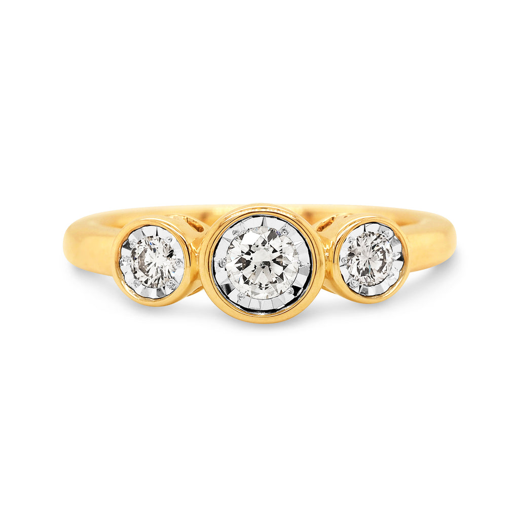 9ct Yellow Gold Trilogy Diamond Ring TDW: 0.38CT