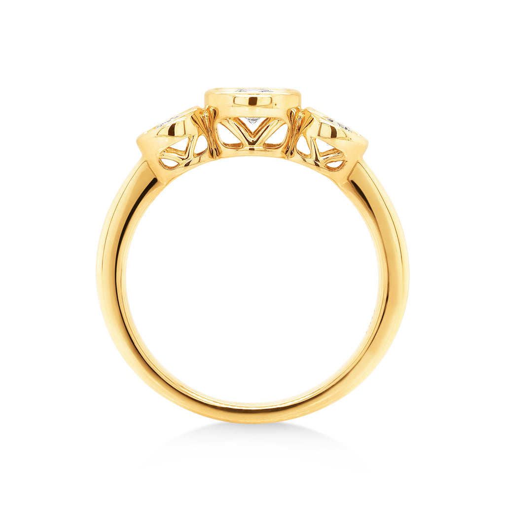 9ct Yellow Gold Trilogy Diamond Ring TDW: 0.38CT