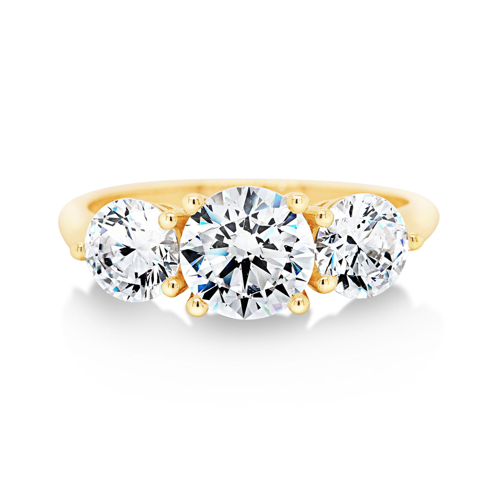 Evergem 9ct Yellow Gold Cubic Zirconia Trilogy Ring R10-0011