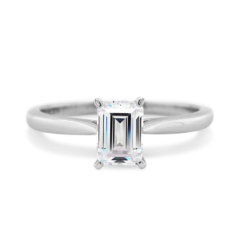 Evergem 9ct White Gold Emerald Cut Cubic Zirconia Ring R10-0