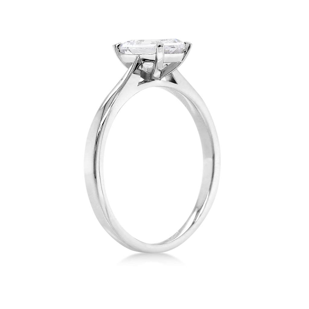 Evergem 9ct White Gold Emerald Cut Cubic Zirconia Ring R10-0