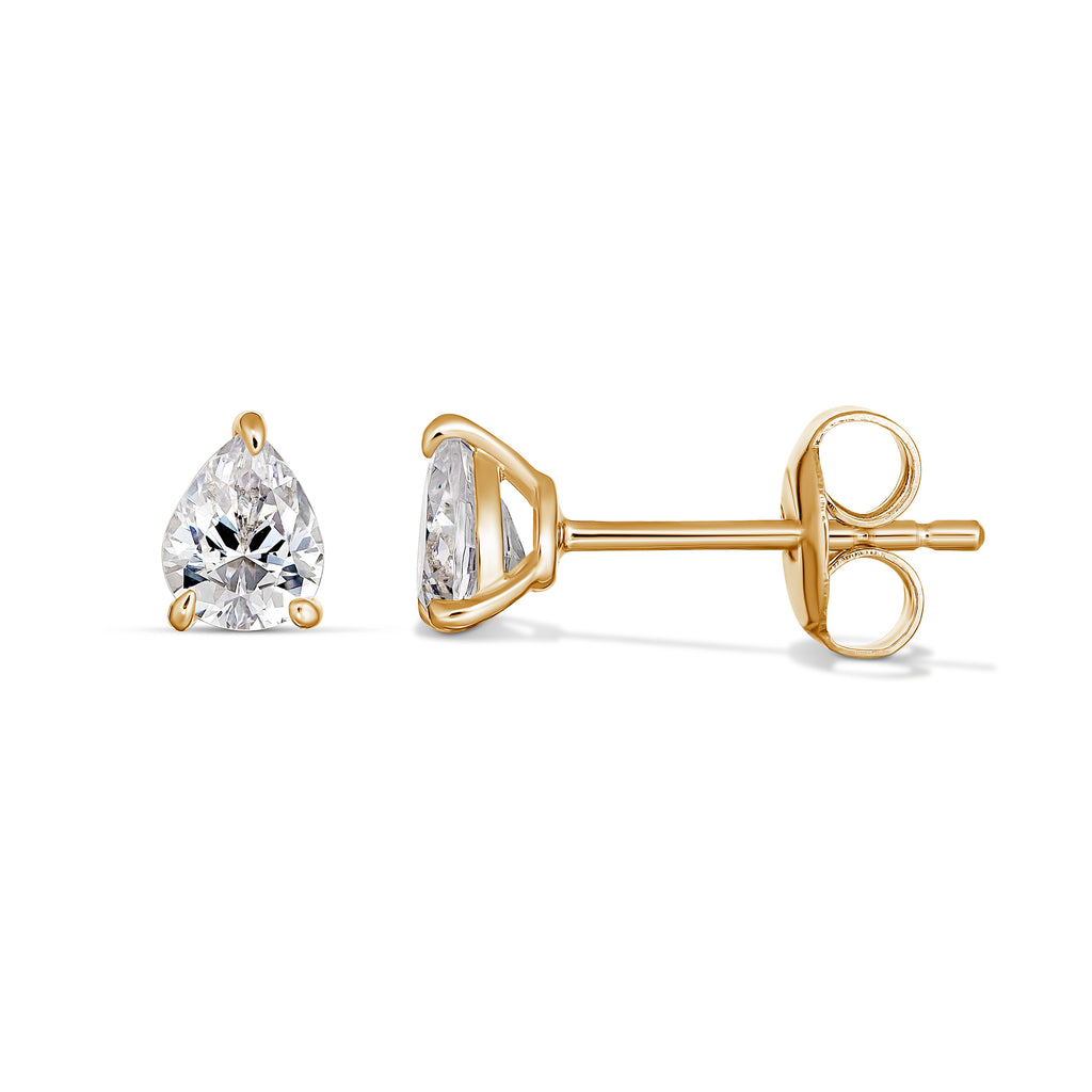 Evergem 9ct Yellow Gold Pear Cut Cubic Zirconia Studs