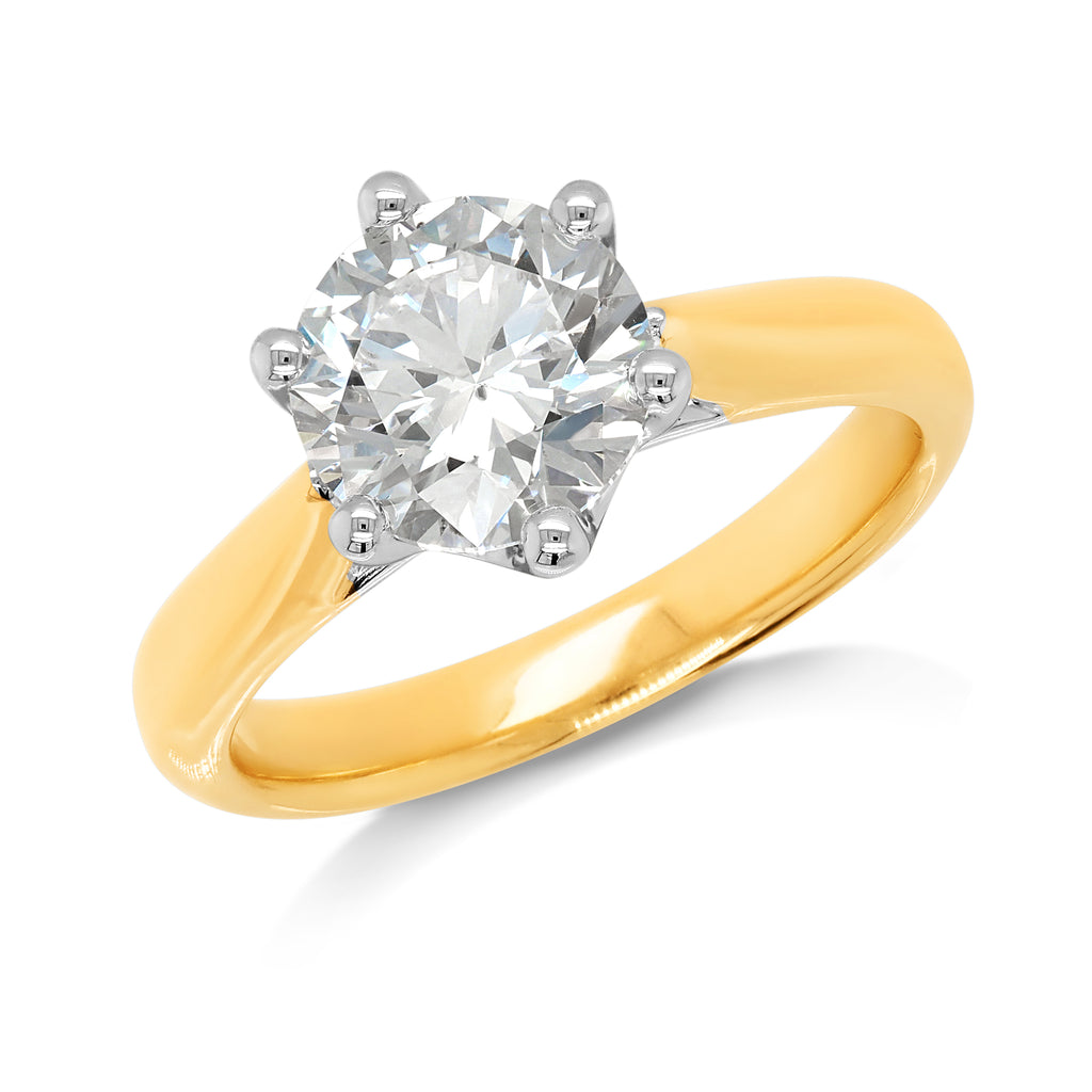 18ct Yellow Gold 2.01CT Lab-Created Solitaire Engagement Rin