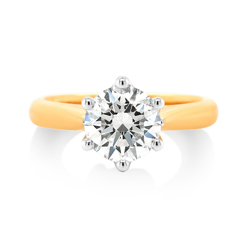 18ct Yellow Gold 2.01CT Lab-Created Solitaire Engagement Rin