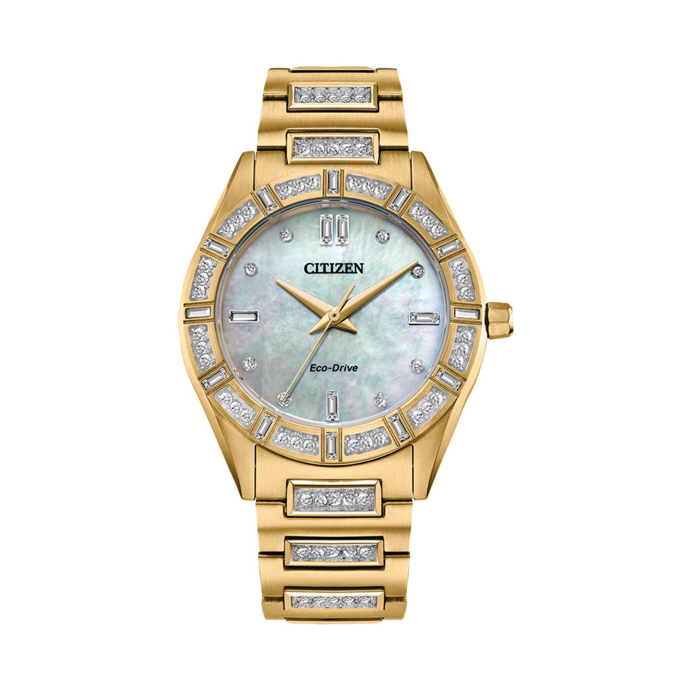 Citizen Eco-Drive Mother Of Pearl Diamond & Crystal Watch EM