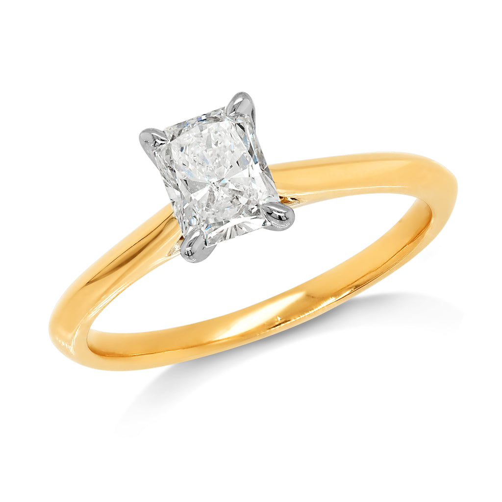 18ct Yellow Gold 0.70CT Radiant Cut Lab Created Diamond Soli