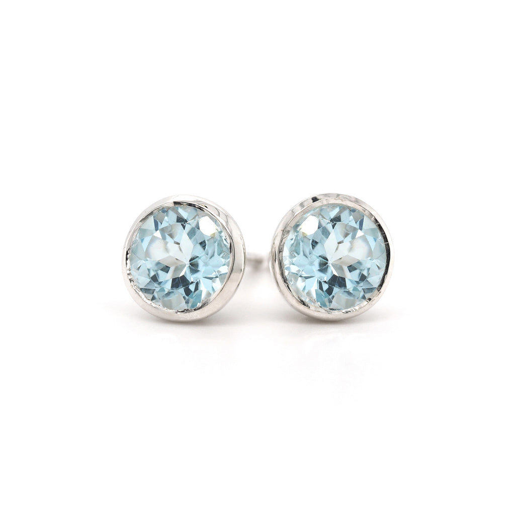 Sterling Silver Natural Blue Topaz Stud Earrings