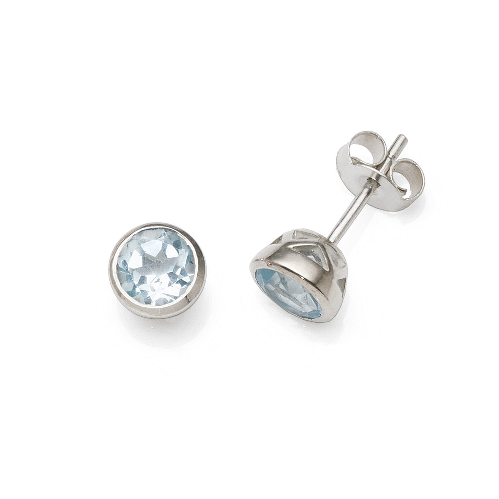 Sterling Silver Natural Blue Topaz Stud Earrings