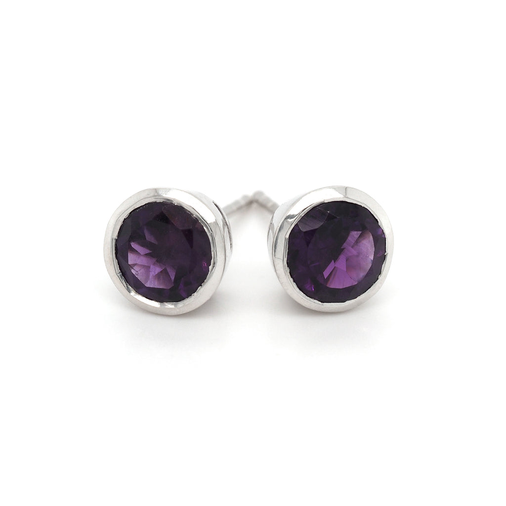 Sterling Silver 6mm Amethyst Stud Earrings