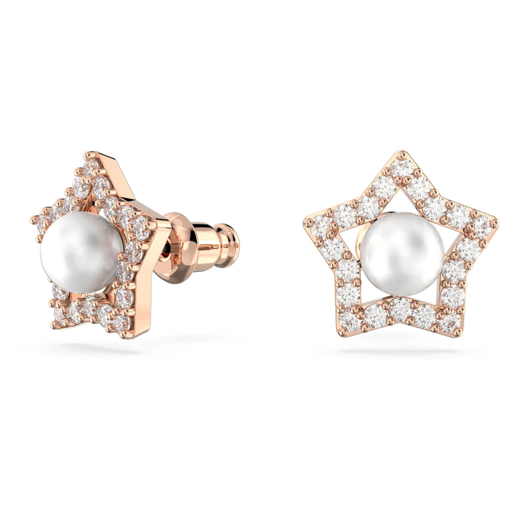 Swarovski 'Stella' Rose Tone Star Pearl Stud Earrings 564546