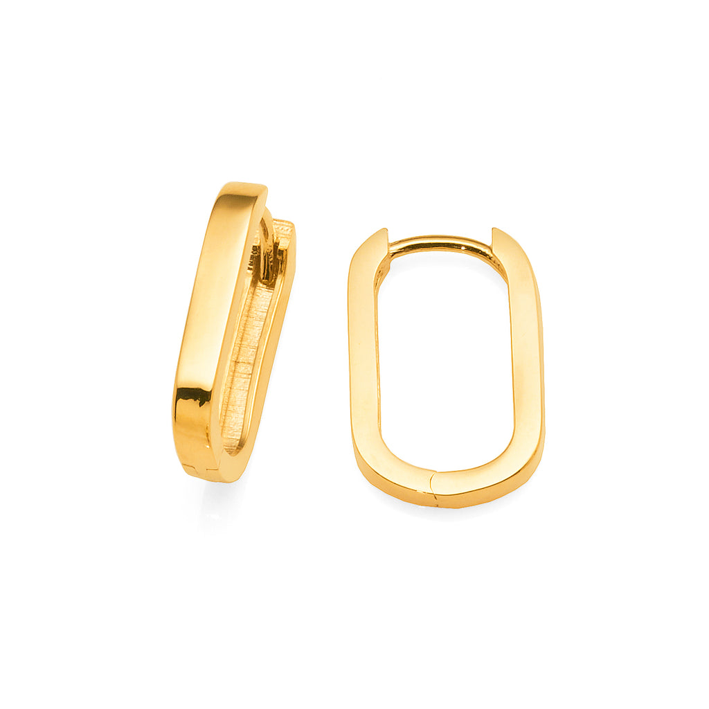 9ct Gold 13x7mm Rectangle Hoop Earrings