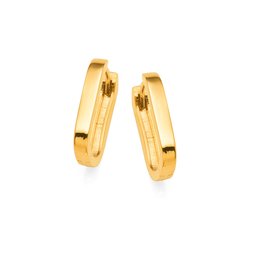 9ct Gold 13x7mm Rectangle Hoop Earrings