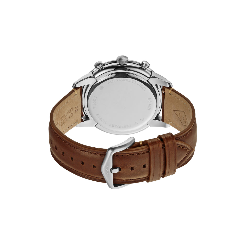 Fossil Townsman Brown Leather Watch Bracelet Gift Set FS5967