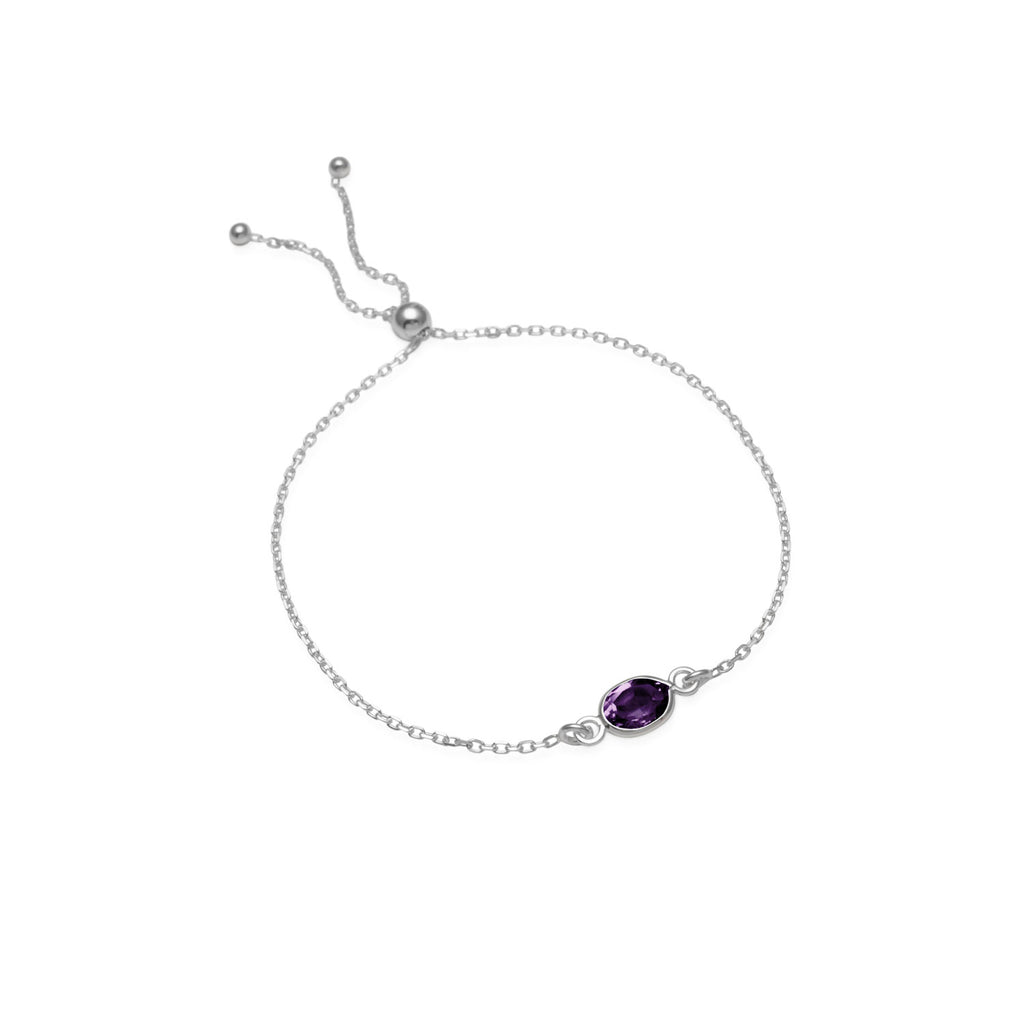 Von Treskow Sterling Silver Oval Amethyst Adjustable Bracele