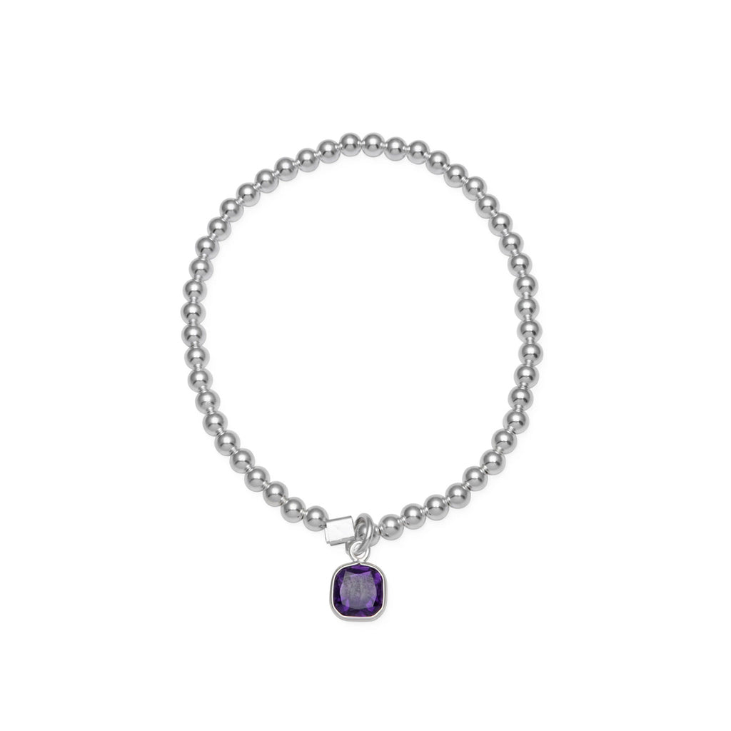 Von Treskow Cushion Cut Amethyst Charm Stretch Bracelet AMB0