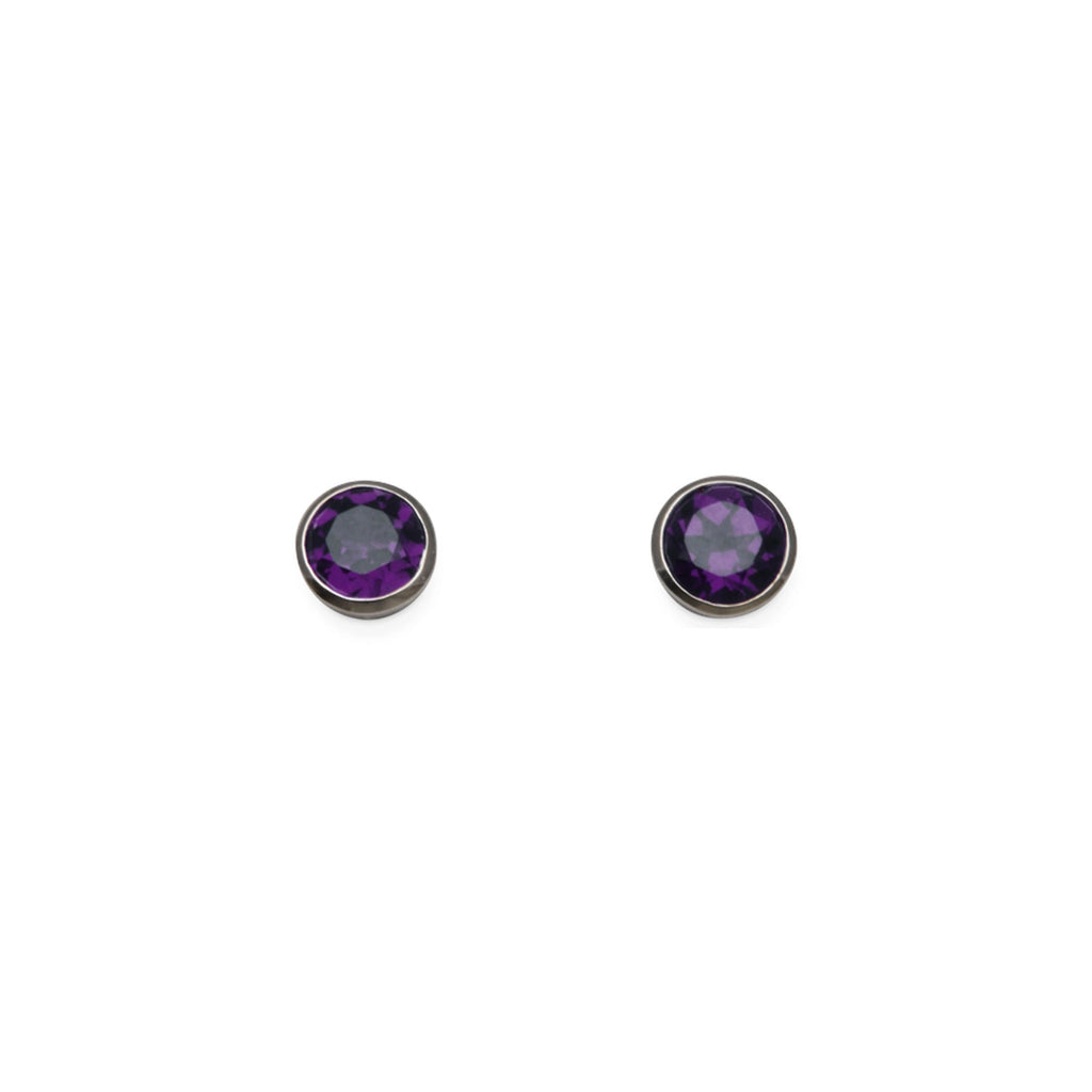 Von Treskow Sterling Silver 6mm Round Amethyst Studs AME02-S