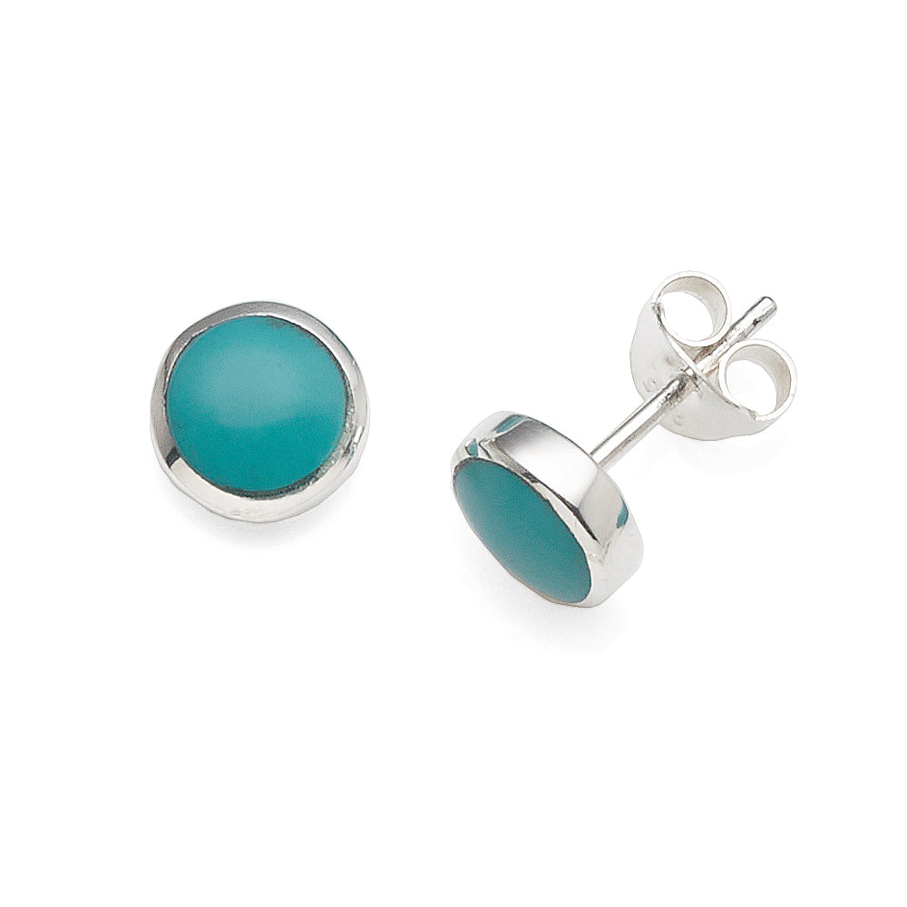 Sterling Silver Turquoise 8mm Round Created Turquoise Stud E