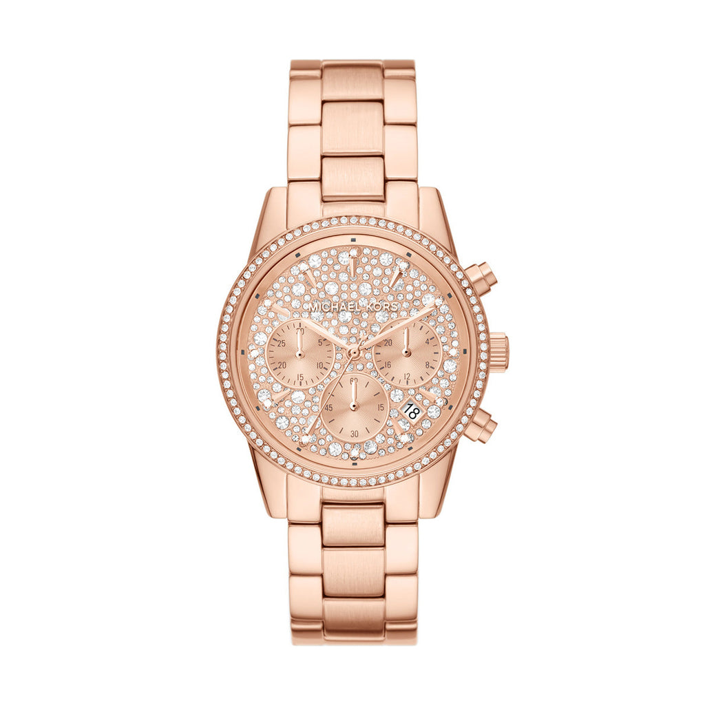 Michael Kors 'Ritz' Chronograph Rose Tone Crystal Watch MK73