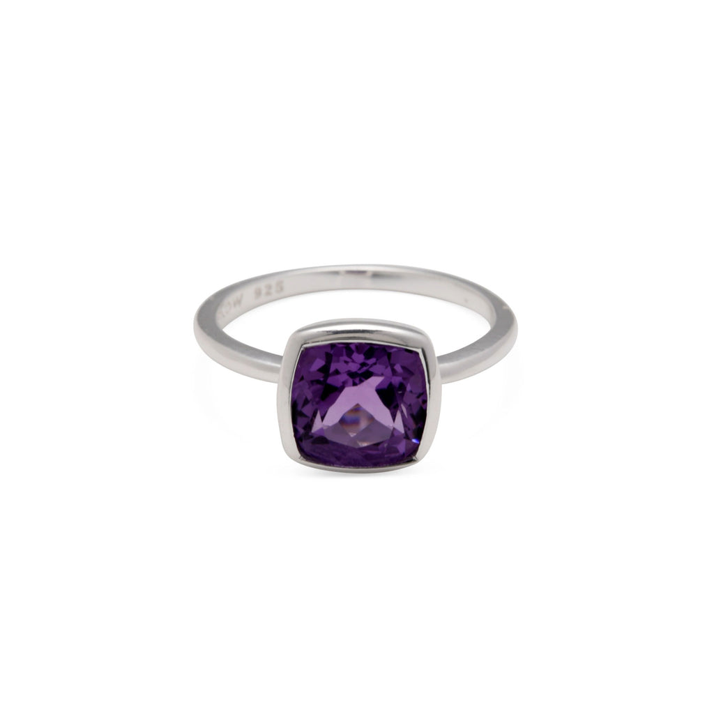 Von Treskow Sterling Silver Fine Cushion Cut Amethyst Ring A