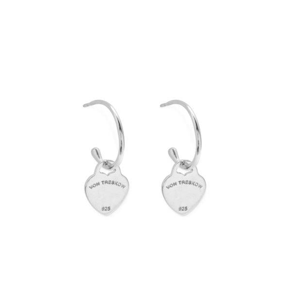 Von Treskow Sterling Silver Half Hoop Heart Charm Earrings B