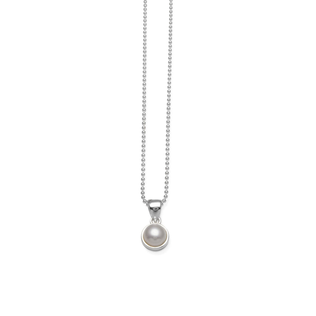 Von Treskow Silver Freshwater Pearl 42cm Ball Chain Necklet