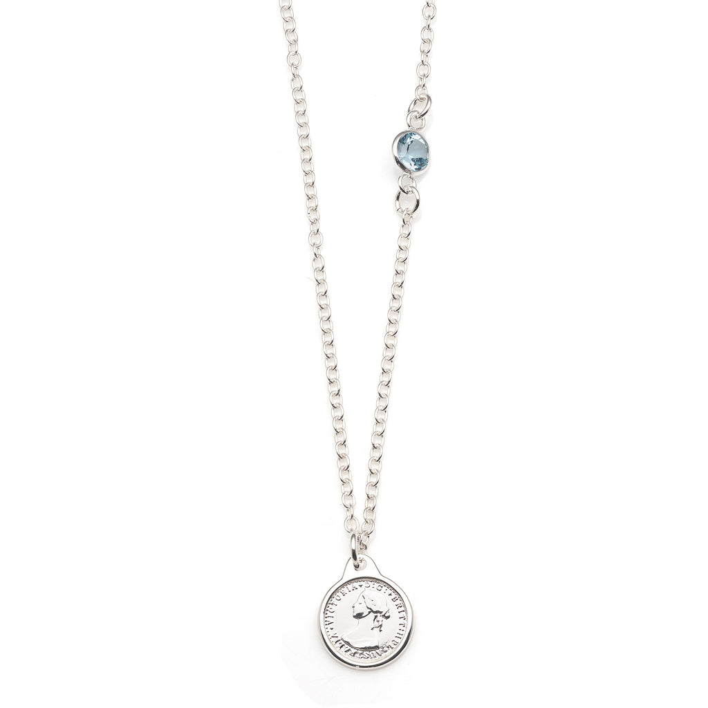 Von Treskow Blue Topaz Trace Chain with Token Coin BTN08-S