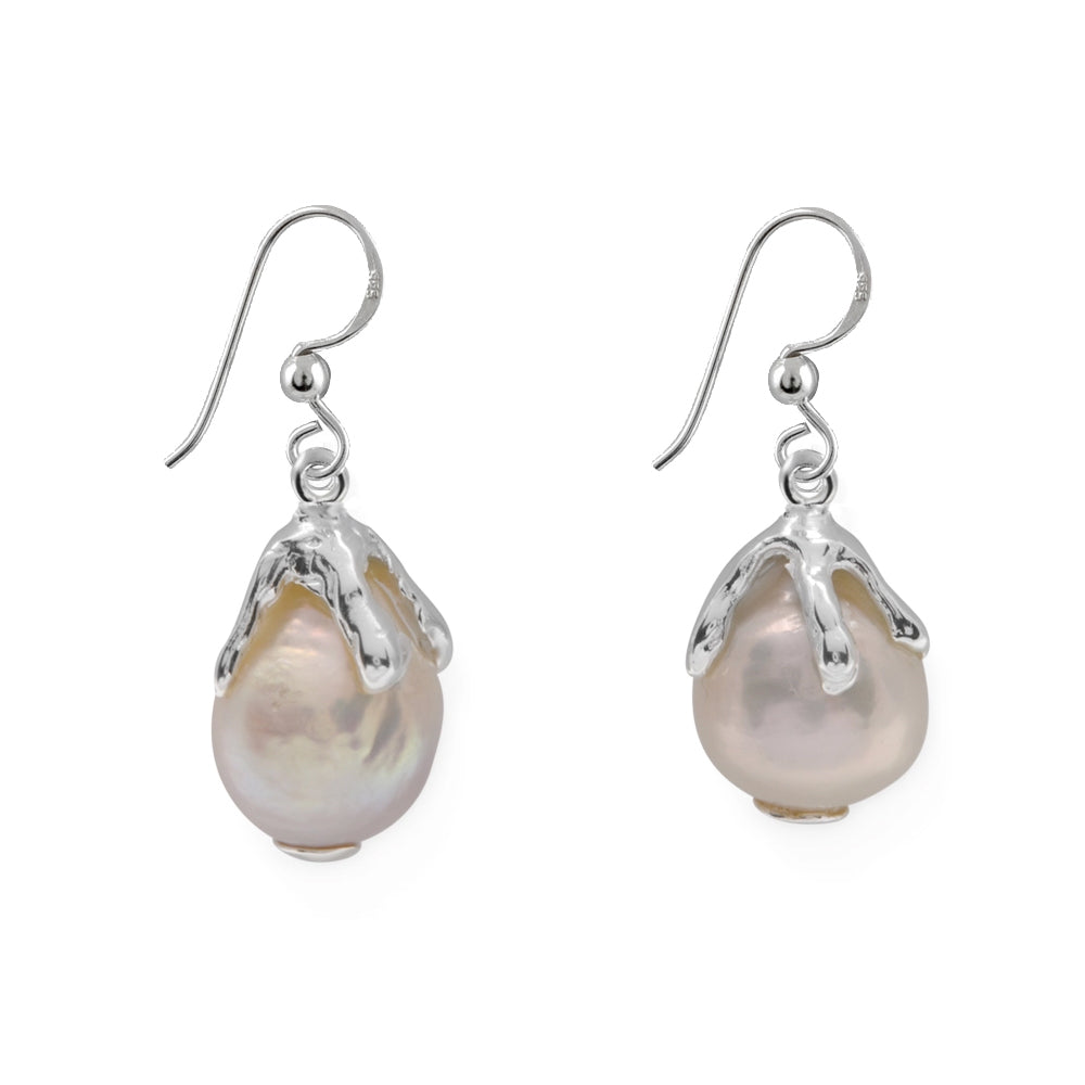 Von Treskow Sterling Silver Baroque Overflow Pearl Earrings