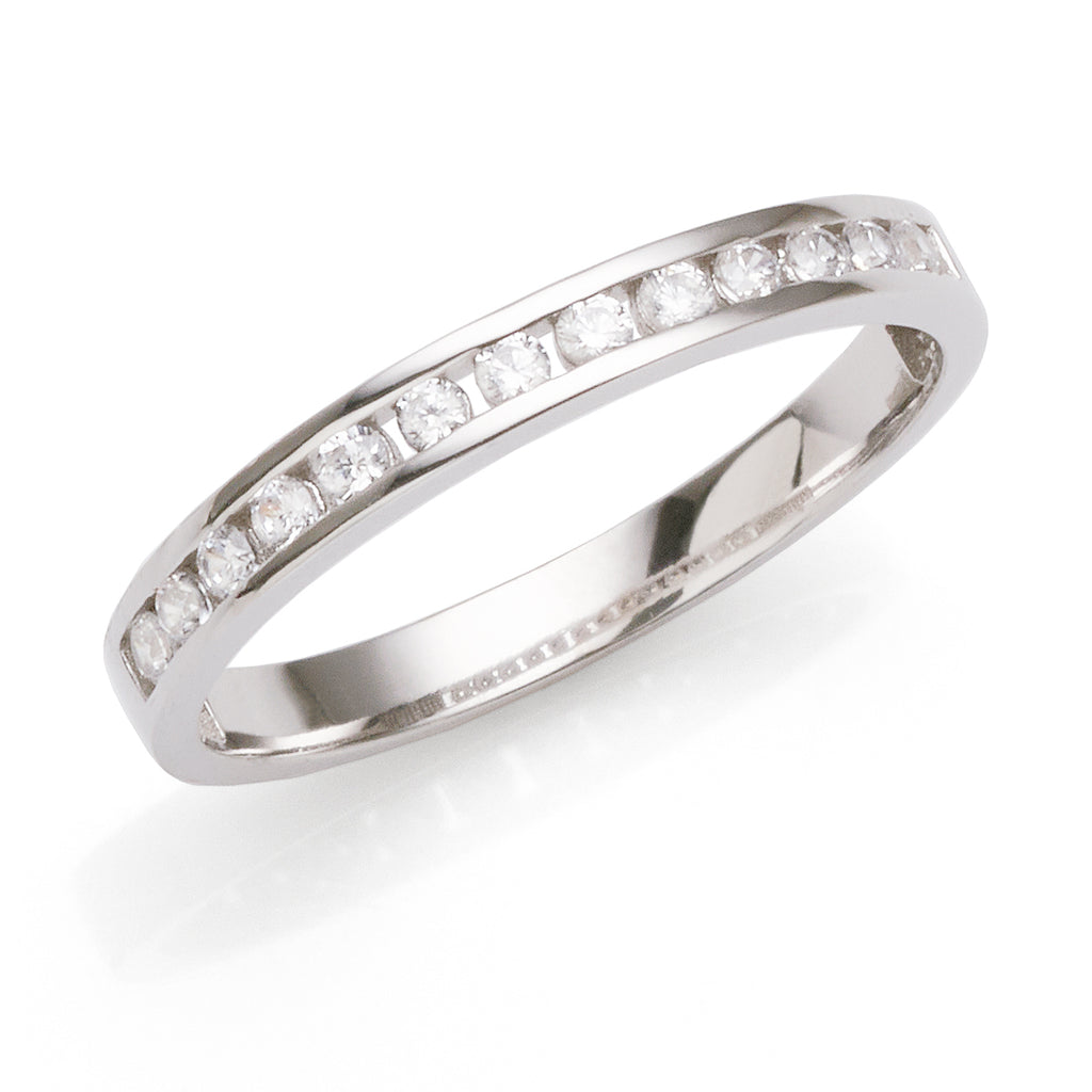 9ct White Gold Cubic Zirconia Channel Set Band