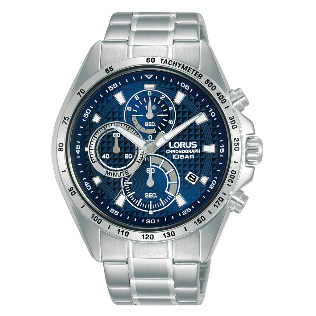 Lorus Stainless Steel Chronograph Blue Dial Watch RM353HX-9