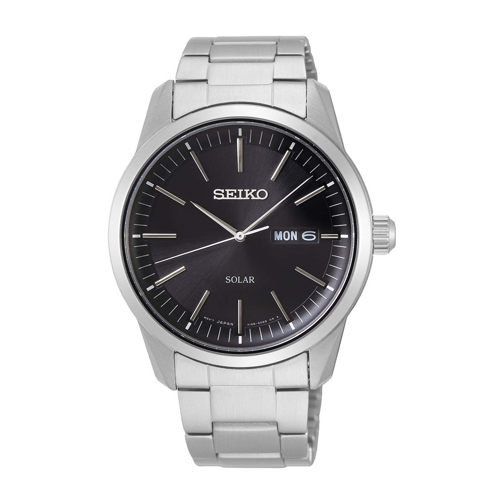 Seiko Conceptual Solar Stainless Steel Black Dial Watch SNE5