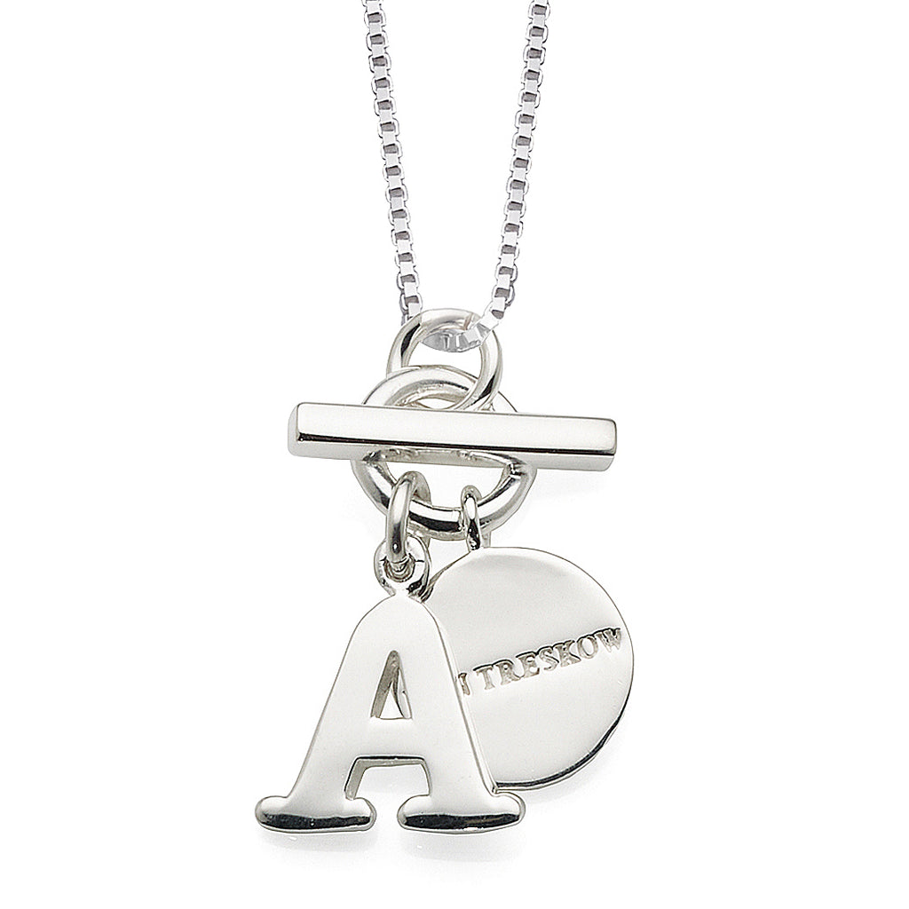 Von Treskow Sterling Silver 'A' Initial Pendant on Box Chain