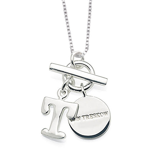 Von Treskow Sterling Silver 'T' Initial Pendant on Box Chain