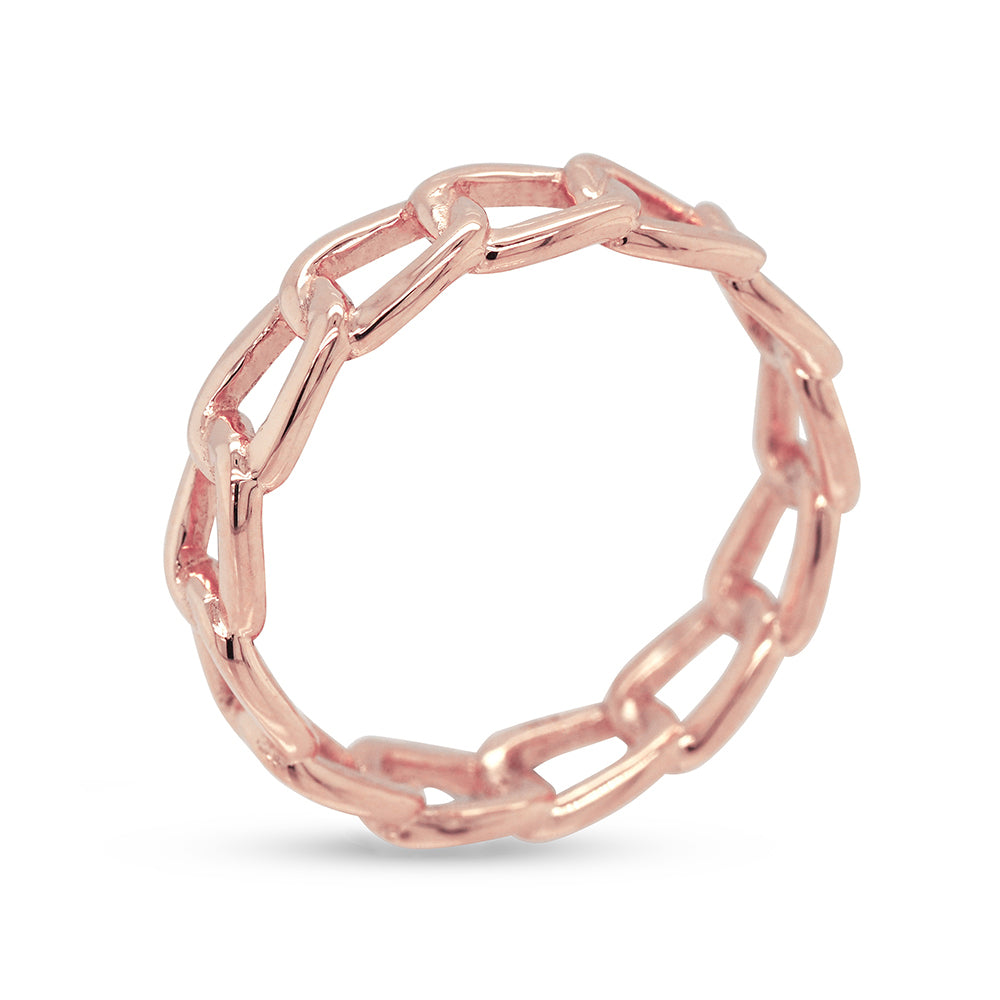 Von Treskow Luxe 9ct Rose Gold Rigid Chain Ring FLR01R